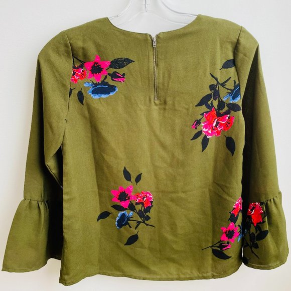 VERO MODA_Green floral blouse - Picture 2 of 3